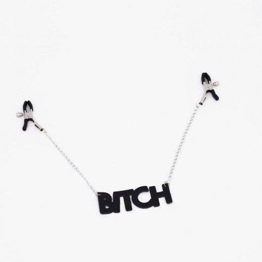 Зажимы на соски с кожаной подвеской Bitch - Crazy Handmade - купить с доставкой в Оренбурге