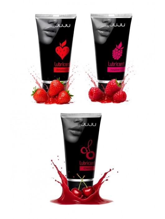 Набор из 3 съедобных лубрикантов JUJU (клубника, малина, вишня) - JuJu - купить с доставкой в Оренбурге