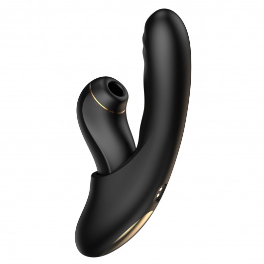 Черный вибратор с возвратно-поступательными движениями и вакуумом Fatima - 19,2 см. - BeYourLover