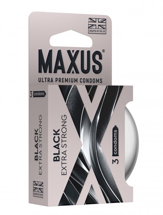 Черные утолщенные презервативы MAXUS Extra Strong с железным кейсом - 3 шт. - Maxus - купить с доставкой в Оренбурге