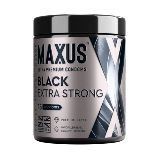 Черные утолщенные презервативы MAXUS Extra Strong с железным кейсом - 15 шт. - Maxus - купить с доставкой в Оренбурге