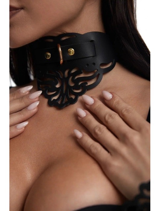 Фигурный чокер с узорами и золотистой фурнитурой - Crazy Handmade - купить с доставкой в Оренбурге