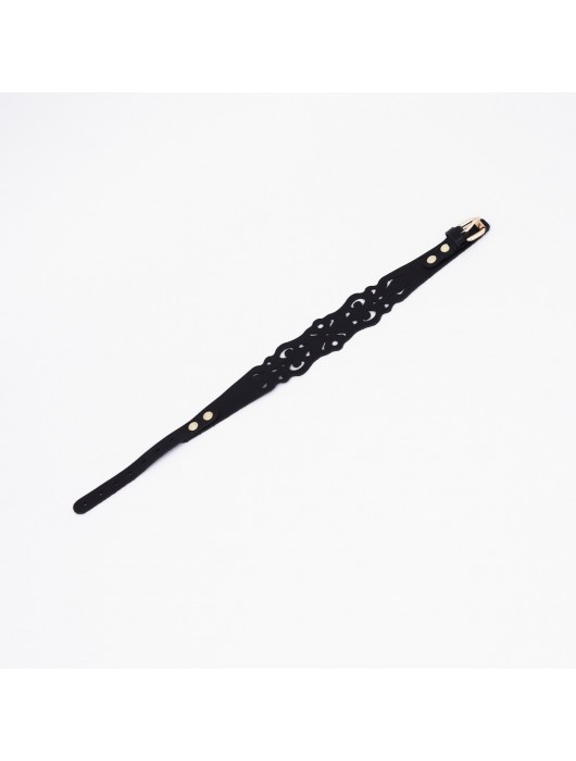 Черный ажурный чокер с золотистой фурнитурой - Crazy Handmade - купить с доставкой в Оренбурге