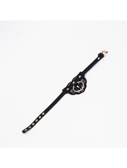 Черный чокер с клепками и золотистой фурнитурой - Crazy Handmade - купить с доставкой в Оренбурге