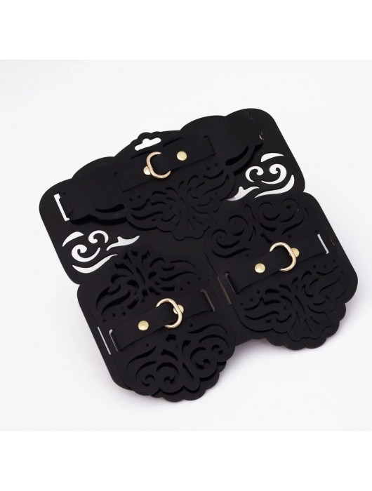 Фигурный набор для БДСМ-игр с узорами и золотистой фурнитурой - Crazy Handmade - купить с доставкой в Оренбурге