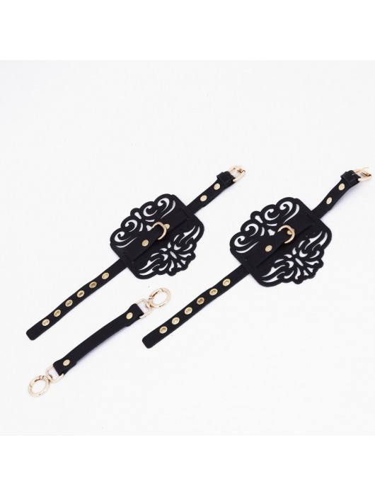 Черный фигурные оковы с золотистой фурнитурой - Crazy Handmade - купить с доставкой в Оренбурге