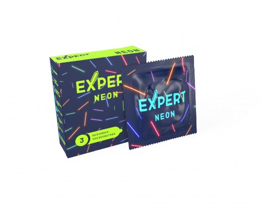 Светящиеся в темноте презервативы Expert Neon - 3 шт. - Expert - купить с доставкой в Оренбурге