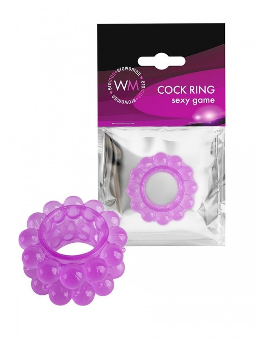Лиловое эрекционное кольцо с 2 рядами стимулирующих шариков - Erowoman-Eroman - в Оренбурге купить с доставкой