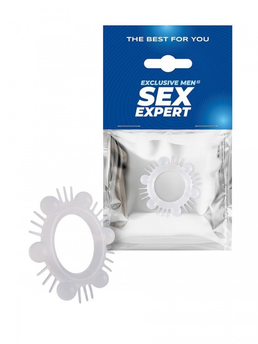 Эластичное эрекционное кольцо с шипиками и шариками - Sex Expert - в Оренбурге купить с доставкой