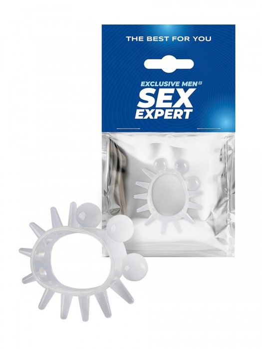 Эластичное эрекционное кольцо с шариками и лучами - Sex Expert - в Оренбурге купить с доставкой