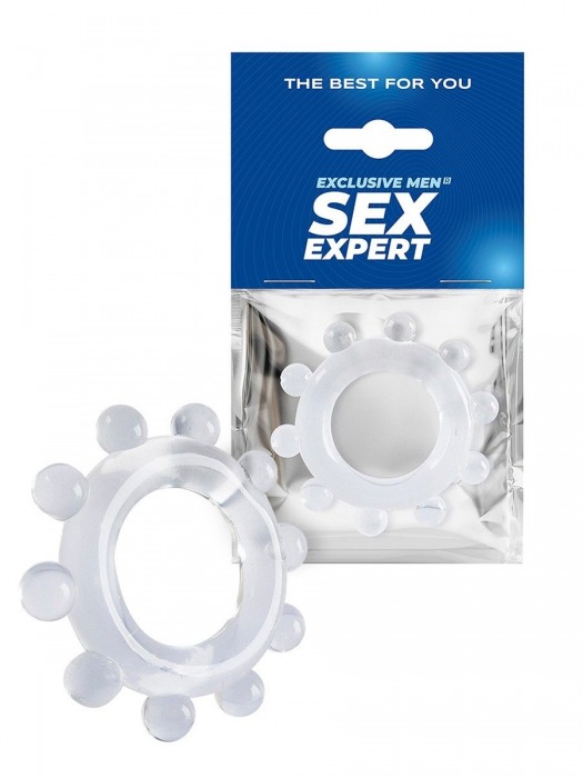 Прозрачное эрекционное кольцо со стимулирующими шариками - Sex Expert - в Оренбурге купить с доставкой