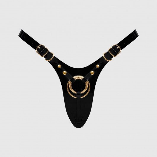 Черный пояс для фиксации насадок Strap-On-Me Leatherette Harness Fabulous - Strap-on-me - купить с доставкой в Оренбурге