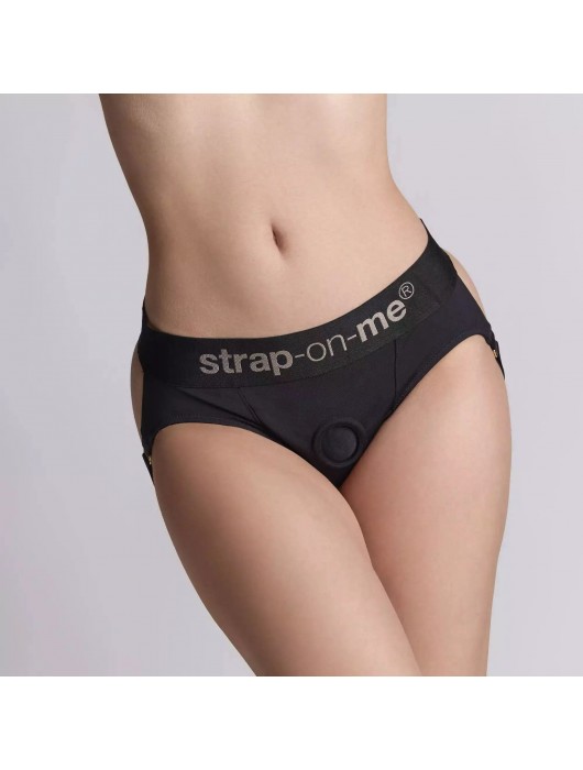 Черные трусики для фиксации насадок Harness Lingerie Heroine XS - Strap-on-me - купить с доставкой в Оренбурге