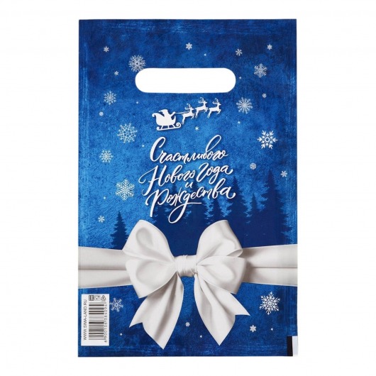 Сине-белый подарочный новогодний пакет с вырубной ручкой (20х30 см) - Сима-Ленд - купить с доставкой в Оренбурге