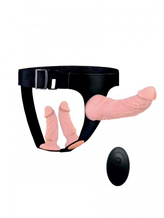 Женский страпон с 3 насадками и вибрацией - Erowoman-Eroman - купить с доставкой в Оренбурге