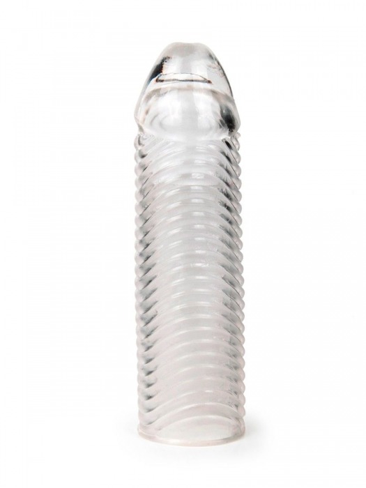 Прозрачная закрытая насадка на пенис с ребрышками - 16 см. - Sex Expert - в Оренбурге купить с доставкой