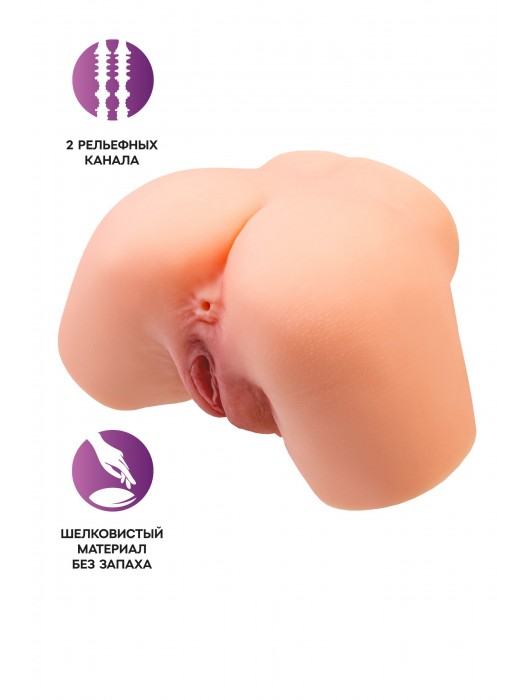 Телесный реалистичный мастурбатор-полуторс с 2 любовными входами - No Name - в Оренбурге купить с доставкой