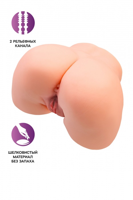 Телесный мастурбатор в форме попки с 2 любовными входами - No Name - в Оренбурге купить с доставкой