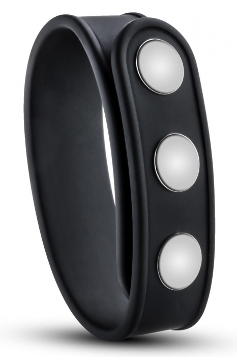 Черное эрекционное кольцо на кнопках - Blush Novelties - в Оренбурге купить с доставкой