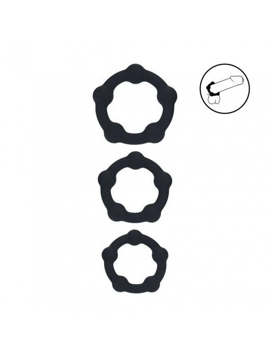 Набор из 3 эрекционных колец Beaded Silicone Cockring Set - Shots Media BV - в Оренбурге купить с доставкой