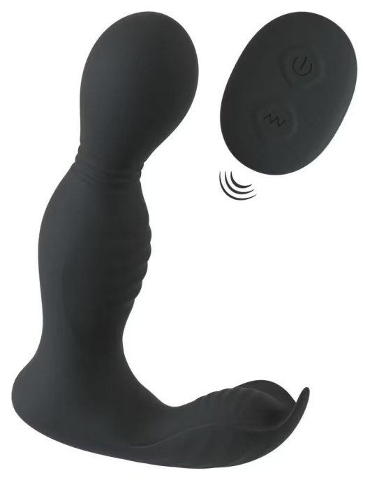 Черная анальная пробка с вибрацией, вращением и пультом ДУ RC Butt Plug with 2 Functions - Orion - в Оренбурге купить с доставкой