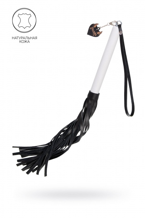 Плеть с белой рукоятью и чёрными хлыстами - 50 см. - Pecado - купить с доставкой в Оренбурге