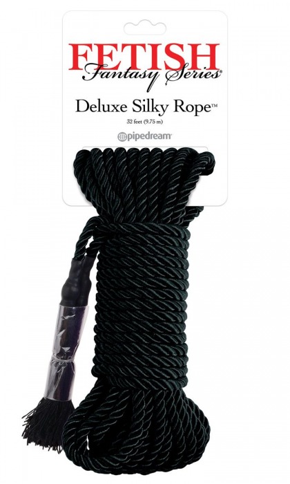 Черная веревка для фиксации Deluxe Silky Rope - 9,75 м. - Pipedream - купить с доставкой в Оренбурге