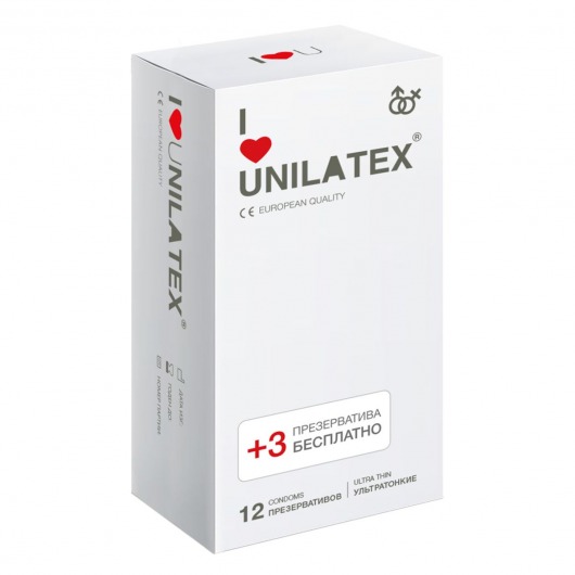 Ультратонкие презервативы Unilatex Ultra Thin - 12 шт. + 3 шт. в подарок - Unilatex - купить с доставкой в Оренбурге