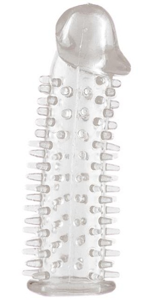 Прозрачная насадка на половой член с закрытой головкой и шипами - 12,5 см. - Toyfa Basic - в Оренбурге купить с доставкой
