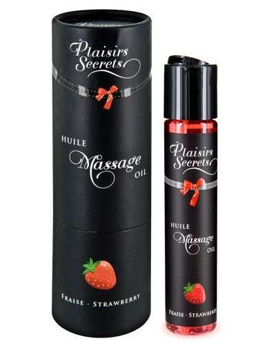 Массажное масло с ароматом клубники Huile de Massage Gourmande Fraise des Bois - 59 мл. - Plaisir Secret - купить с доставкой в Оренбурге