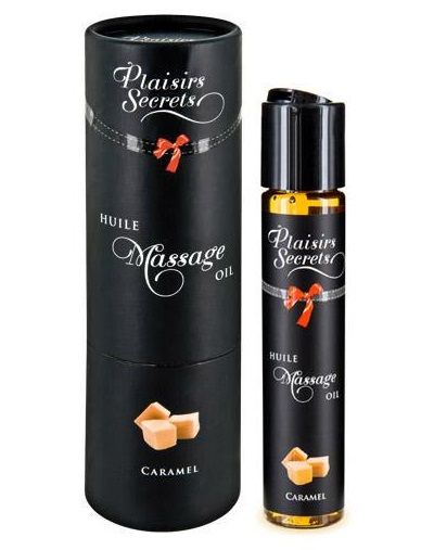 Массажное масло с ароматом карамели Huile de Massage Gourmande Caramel - 59 мл. - Plaisir Secret - купить с доставкой в Оренбурге