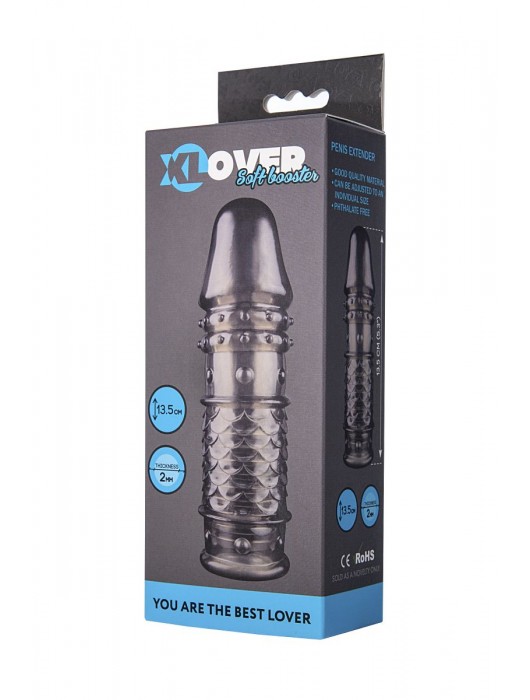 Дымчатая закрытая насадка ToyFa XLover с чешуйками и пупырышками - 13,5 см. - ToyFa - в Оренбурге купить с доставкой