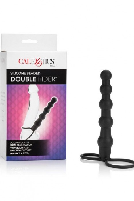 Насадка на пенис для двойного проникновения Silicone Beaded Double Rider - 14 см. - California Exotic Novelties - в Оренбурге купить с доставкой