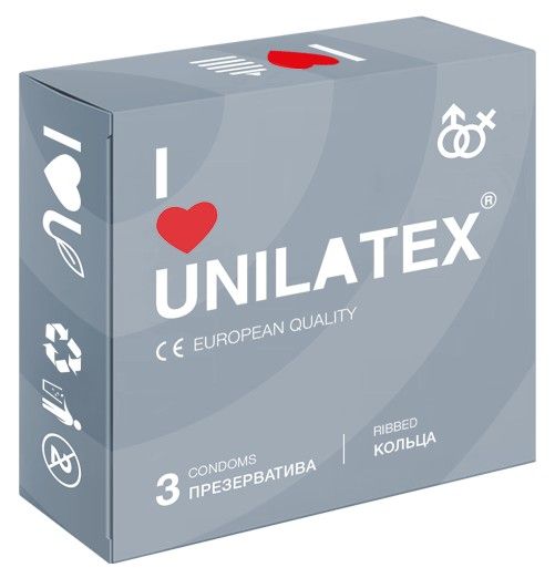 Презервативы с рёбрами Unilatex Ribbed - 3 шт. - Unilatex - купить с доставкой в Оренбурге