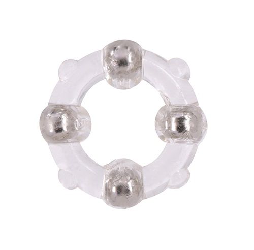 Эрекционное кольцо с 4 бусинами MENZSTUFF STUD RING CLEAR - Dream Toys - в Оренбурге купить с доставкой