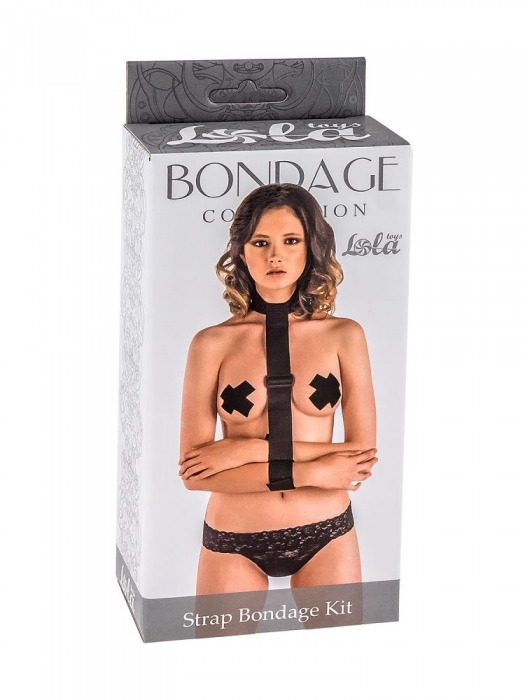 Ошейник с длинной лентой и наручниками Strap Bondage Kit Plus Size - Lola Games - купить с доставкой в Оренбурге