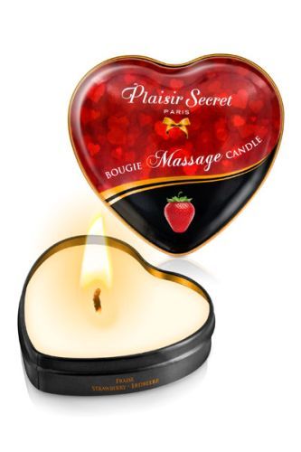 Массажная свеча с ароматом клубники Bougie Massage Candle - 35 мл. - Plaisir Secret - купить с доставкой в Оренбурге