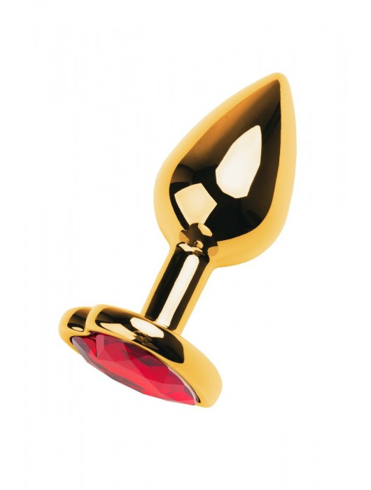 Золотистая анальная пробка с кристаллом-сердцем - 7,5 см. - ToyFa - купить с доставкой в Оренбурге