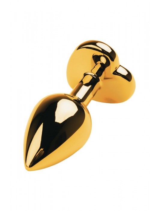 Золотистая анальная пробка с кристаллом-сердцем - 7,5 см. - ToyFa - купить с доставкой в Оренбурге