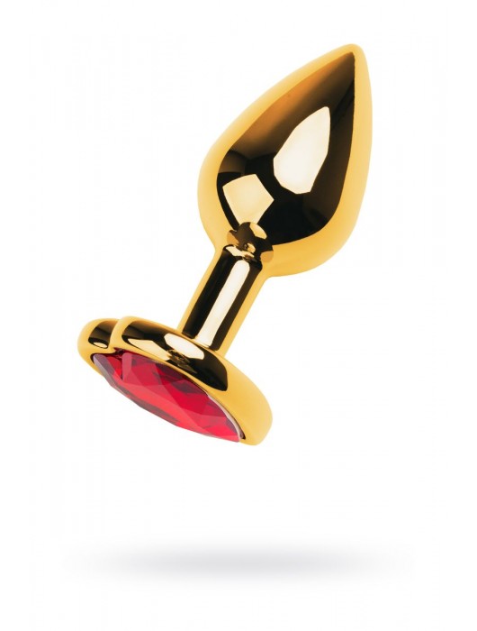 Золотистая анальная пробка с кристаллом-сердцем - 7,5 см. - ToyFa - купить с доставкой в Оренбурге