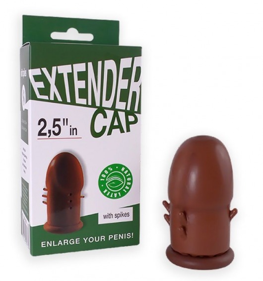Коричневый латексный удлинитель пениса 2.5 in с шипиками - Sitabella - в Оренбурге купить с доставкой