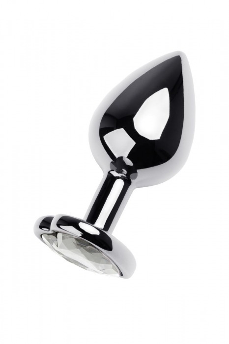 Серебристая анальная пробка с прозрачным кристаллом-сердцем - 8 см. - ToyFa - купить с доставкой в Оренбурге