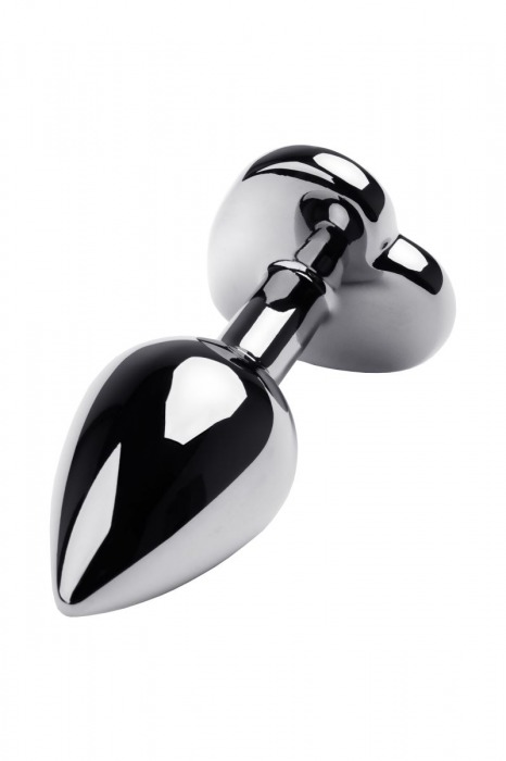 Серебристая анальная пробка с прозрачным кристаллом-сердцем - 8 см. - ToyFa - купить с доставкой в Оренбурге
