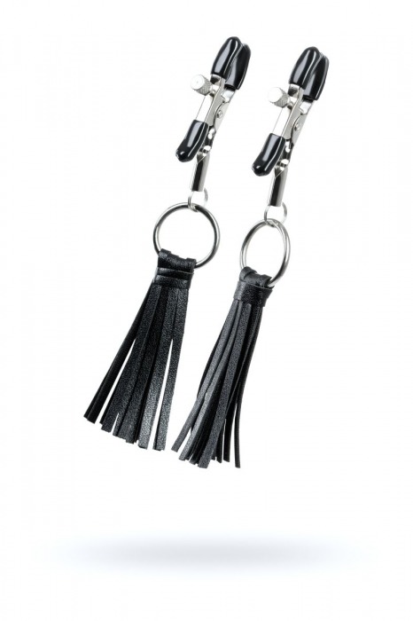 Черно-серебристые зажимы для сосков Theatre с кисточками - ToyFa - купить с доставкой в Оренбурге