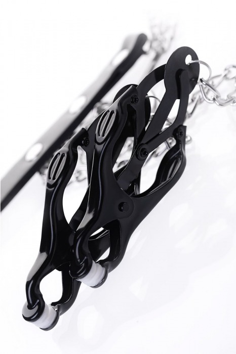 Черно-серебристые зажимы для сосков с кольцом для пениса TOYFA Metal - ToyFa - купить с доставкой в Оренбурге