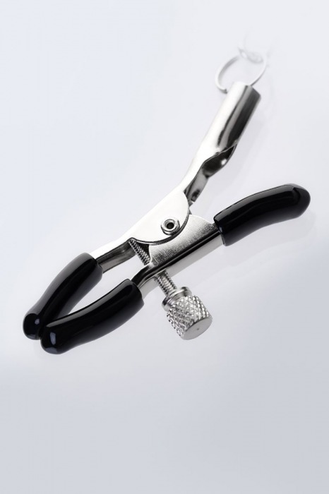 Серебристо-чёрные зажимы для сосков с кольцом для пениса TOYFA Metal - ToyFa - купить с доставкой в Оренбурге